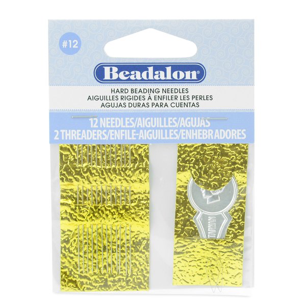 Beadalon Hard Needles #12 12 Pieces + 2 Threader