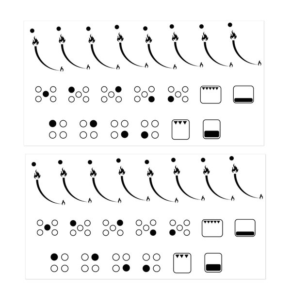 Flame Indicating Stickers Flame Indicators Ring Stove Labels - Oven Replacement Adhesive knob Symbols for Bumper Cooktop Hob Cooker Top Markings 2 Pack