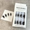 Grey Black French Tip Star Moon Press on Nails Medium Length Fake Nails Glossy Gradient False Nails Full Cover Blush Black Artificial Acrylic Nails Silver Star Moon Glue on Nails for Women Girls 24pcs