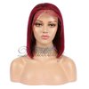 Dorabeauty Short Bob Wigs Color Burgundy #BURG Human Hair Lace Front Wigs for Black Women 130% Density 12" Inch Pre Plucked Hairline with Baby Hair