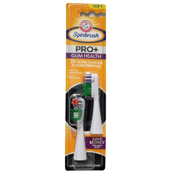 Arm & Hammer Spinbrush Pro+ Gum Health Soft Replacement Brush Heads, 2 count