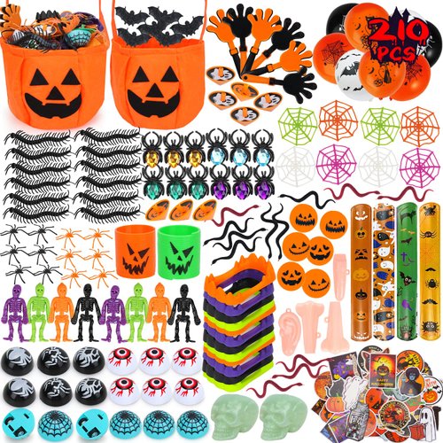 TOY Life Halloween Party Favors 210 Pcs Kids Party Favor Halloween Treats Toys in Bulk Goodie Bags Stuffers Return Gifts for Kids Birthday Party Favor Halloween Trick or Treat Classroom Party Supplies