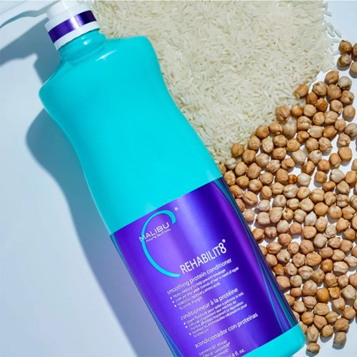 Malibu C REHABILIT8 Smoothing Protein Conditioner (6 Packets) - Replenishes Hair Protein & Amino Acids to Prevent Breakage - Hydrating Conditioner for Damaged Hair