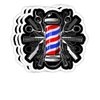 Barbers Pole Scissor Hair Clippers Comb - Barber Gift Decorations - 4x3 Vinyl Stickers, Laptop Decal, Water Bottle Sticker (Set of 3)