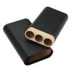 Cigar In Style Carbon Fiber Leather 3 Tube Wooden Cigar Case/Holder Travel Humidor