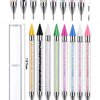 Wax Pencil for Rhinestones,Acrylic Handle Rhinestone Applicator Double Head Dotting Pen Jewel Rhinestone Picker Tool with Storage Case (Black)