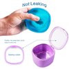 Uouovo 2022 Upgraded Denture Bath Box Cup, No-Leak Denture case, Retainer Cleaning Box, Complete Clean Care for Dentures, Clear Braces, Mouth Guard, Night Guard & Retainers (purple)