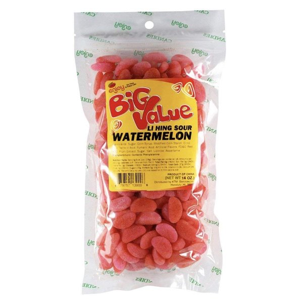 Enjoy Hawaii Li Hing Mui Sour Watermelon Candy 14 Ounce
