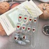 Valentine's Day Press on Nails Medium Red Love Heart Black Lines False Nails with Design French Almond Nails 24Pcs Artificial Acrylic Nails Full Cover Glossy Coffin Fake Nails Glue on Nails for Women