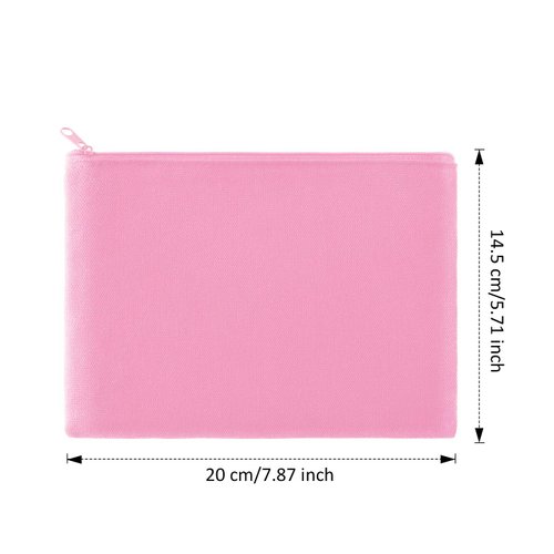 10 Pieces Cosmetic Bag Multipurpose Makeup Bag with Zipper Canvas Bag Travel Toiletry Pouch DIY Craft Bag Pencil Bag (M, Beige and Pink)