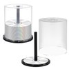 Homoyoyo 2Pcs Empty CD DVD Cake Box:CD Cake Spindle Plastic CD Storage Box Case 100 Discs DVD Storage for Home Office Easy to Open Clear with Black Base PP Travel