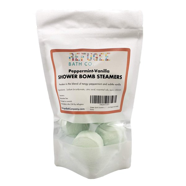 Shower Bomb Steamers | 7 Pack | Handmade in USA | Support Refugee Employment in USA (Peppermint-Vanilla)