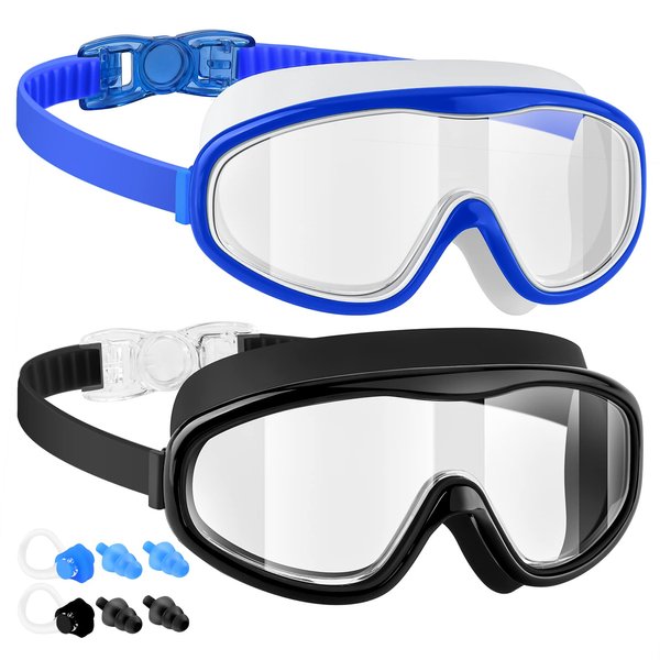 LOEO Swim Goggles Adult 2 Pack-Wide Vision Swimming Goggles for Men Women Youth Teens, No Leaking UV Protection Swim Goggle