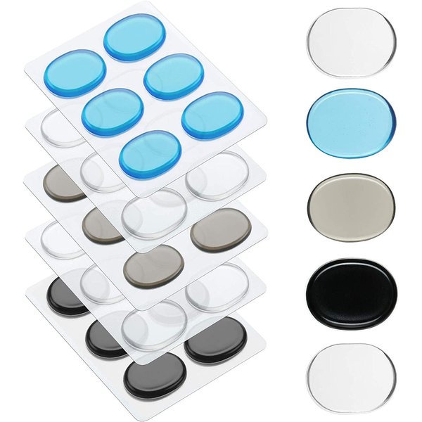 Fiada 30 Pieces Drum Dampeners Gels Silicone Gel Pads Soft Drum Dampeners for Drums Cymbals Tone Control (Transparent White, Black, Blue, Gray)