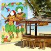Luau Couple Photo Door Banner Hawaiian Party Decorations Tiki Luau Photo Props Aloha Tiki Banner for Party Hawaiian Door Banner Luau Party Supplies for Tropical Beach Party, 6 x 3.6 ft