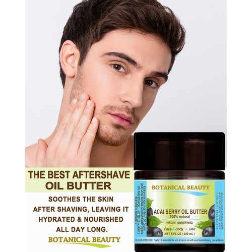 ACAI BERRY OIL BUTTER RAW VIRGIN UNREFINED BLEND for Face, Body, Hair, Lip and Nails. Organic Coconut Oil and Acai Berry Oil 4 Fl. oz. - 120 ml. Rich in Vitamin E by Botanical Beauty