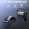 JIECAN Open Ear Headphones Bluetooth V5.3 Wireless Earbuds with Earhooks with Digital Display Charging Case, Conduction Headphones with Mic Waterproof Sport Earbuds for Running (Black)
