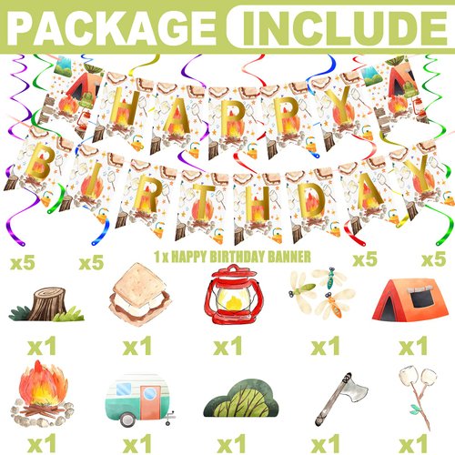 BonBeeDesign Camping Party Supplies, Camping Party Decoration, Camping Party Favors (CAMPING PARTY DECOR)