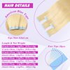 Tape in Hair Extensions Human Hair Bleach Blonde 14Inch Human Hair Extensions Tape in 40g Blonde Tape in Hair Extensions Human Hair 20Pieces/Pack Hair Extensions Real Human Hair Tape in for Black Women(14Inch,#613,40g)