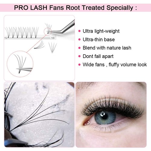 Premade Fans Eyelash Extensions 4D-C-0.07-9-15 Short Stem Premade Volume Eyelash Extensions 3D 5D 7D Volume Lash Extensions .07 .10 Pre made Lash Fans C D Curl 9-15 MIX(4D-C-0.07,9-15mm)