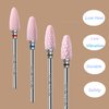 BITNBITH Ceramic Nail Drill Bit 3/32”Professional Safety Acrylic Nail File Drill Bit for Cuticle Dead Skin Remover, Cone Flame Drill Bit for Nail Gel Polishing, Manicure Pedicure Pink,Medium