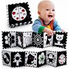 DOOLMIN Black and White High Contrast Baby Cloth Book Toys,Baby Soft Books Age 0-6 Months,Baby Book for Brain Development in Newborns Aged 6-12 Months,Montessori Learning Toys for Infants (Beetle)