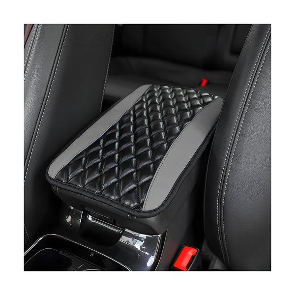 Osilly Car Center Console Pad, Universal Waterproof Armrest Seat Box Cover, 12.6" x 7.5" PU Leather Auto Armrest Protector, Car Interior Accessories Decor for Most Vehicles, Truck, SUV (Gray)