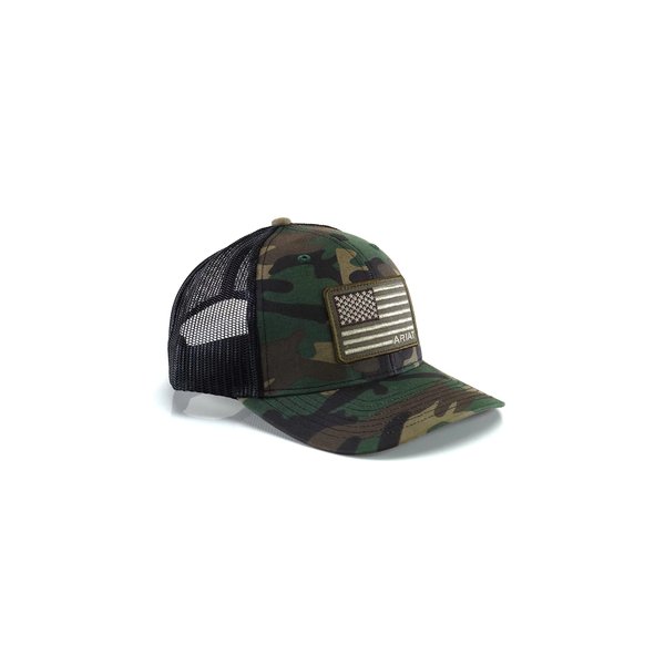 ARIAT Men's Flexfit Amerian Flag Patriot Snapback Baseball Cap, Camo