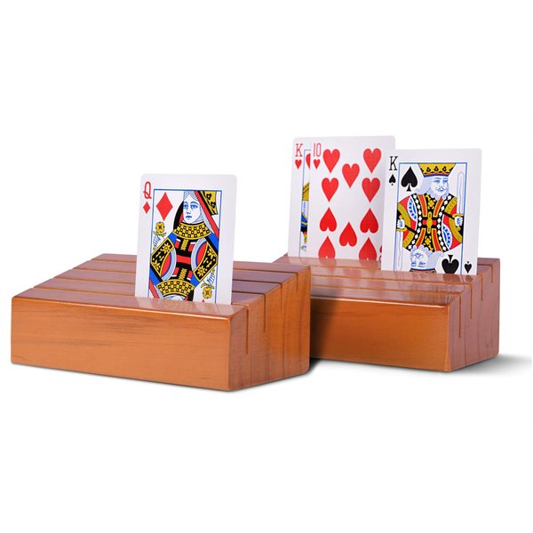 RNK Gaming Wooden Playing Card Holders Set of 2 Tray Racks - Organizer for Kids, Adults, & Seniors