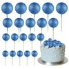 ASTARON 20 Pcs Ball Cake Topper Decorations Mini Balloons Cake Topper Sticks Blue Glitter Balls Cake Picks Cake Topper Balls Cake Decorations for Wedding Birthday Cake Decorations