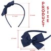 MEEDEE Navy Bow Headband for Girls Grosgrain Ribbon Hair Hoop Headband for Toddlers Kids Party Decoration Cosplay Costume Headwear Makeup Handmade Hair Band
