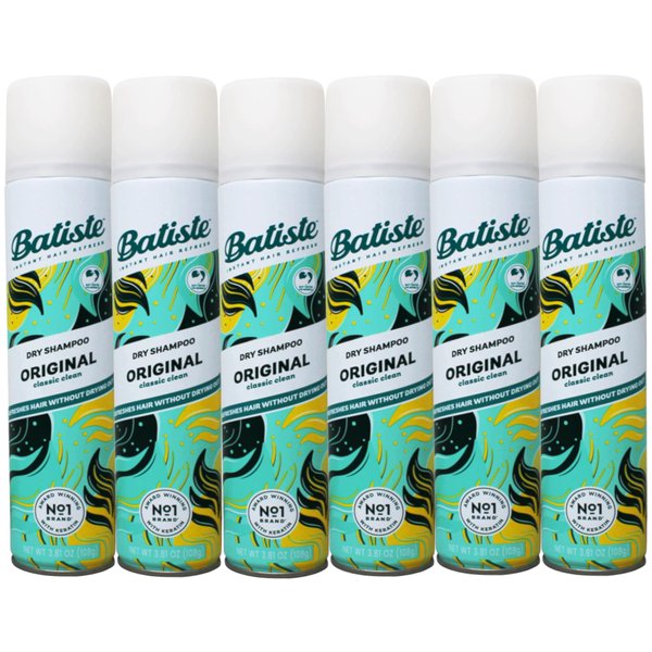 Batiste Instant Hair Refresh Dry Shampoo, Original Classic Clean, Refreshes Hair Without Drying Out, 3.81 oz (Pack of 6)