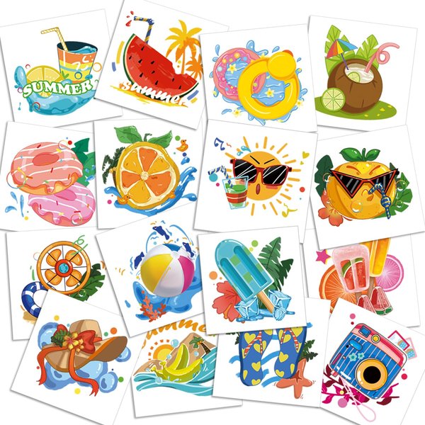 Metker 408-PCS Kids Tattoo Summer Party Tattoo Hawaiian Luau Themed Tattoos Tropical Beach Tattoos Waterproof Temporary Tattoos Stickers Party Decoration Supplies