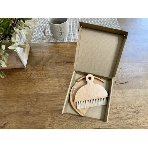 Eco-Friendly, Wooden Bamboo with Sisal Bristles - Elegant Hand Brush and Dustpan Multi-Purpose Set Ideal for WFH Workstation, Home, Kitchen, Dining Table, or as a Gift