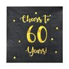 Cheers to 60 Years Cocktail Napkins | Happy 60th Birthday Decorations for Men and Women and Wedding Anniversary Party Decorations | 50-Pack 3-Ply Napkins | 5 x 5 inch folded (Black)