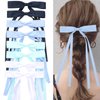 WORTL 8 PCS Hair Bows for Women, Hair Ribbon hair bows with Long Tail, hair bow clips Hair Barrettes for Women Accessories (White,Blue,Navy Blue,Light Green)