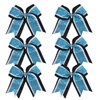 Cheerleader Bows 8 Inch 3 Layers 6 Pcs Ponytail Holder Jumbo Cheerleading Bows Hair Elastic Hair Tie for High School College (Black/White/light bright blue))
