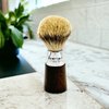 Parker 100% 3-Band Silvertip Badger Bristle Walnut and Chrome Handle Handmade Shaving Brush - Brush Stand Included