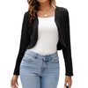 ZAFUL Womens Shrugs Long Sleeve Cropped Cardigan Sweater Elegant Bolero Shrugs Cardigan for Women Black S