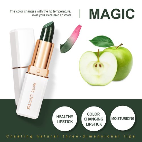 lakerain Color Changing Lipstick Moisturizer Magic Temperature Shimmer Color Change Lip Gloss Magical Discoloration Waterproof Long Lasting Lips (Green)