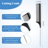 12 Pieces Rat Tail Comb Carbon Fiber Parting Comb Set, Stainless Steel Tail Hair Comb Heat Resistant Teasing Comb for Braid Hair Salon Home Use