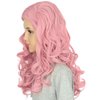 Girls Long Pink Wave Wig with Barrette Halloween Cosplay Party Costume Wig
