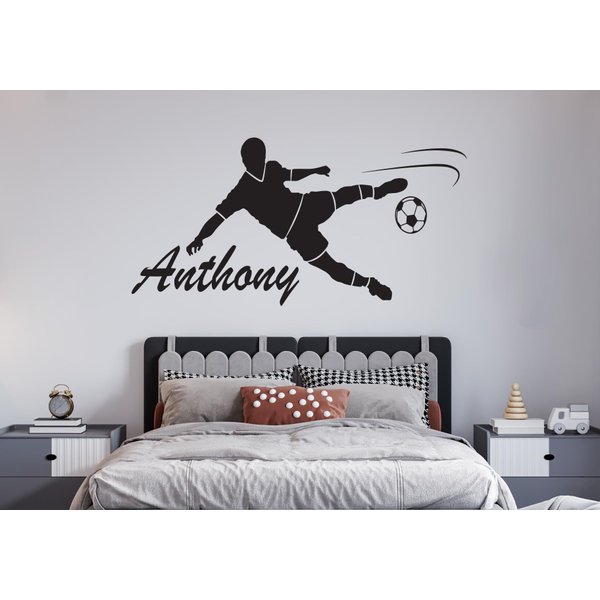 Custom Name Soccer Player Wall Decal - Soccer Wall Sticker - Soccer Ball Wall Decor - Soccer Name Wall Decal - Wall Decal for Home Nursery Decoration (Wide 40"x18" Height Inches)