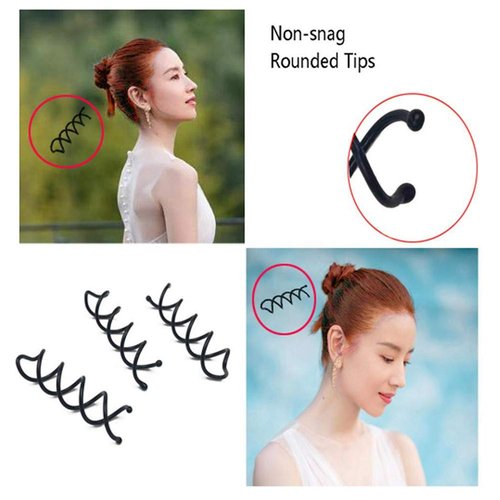 30pcs Spiral Bobby Hair Pins, Non-Scratch Round Tips Twist Screw Hair Pins Middle (Black)