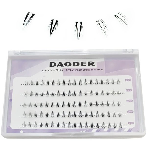 Bottom Lash Clusters DIY Eyelash Extensions - DAODER 90pcs Wispy Natural Look Clear Band Lashes for Bottom Eyelashes 6mm