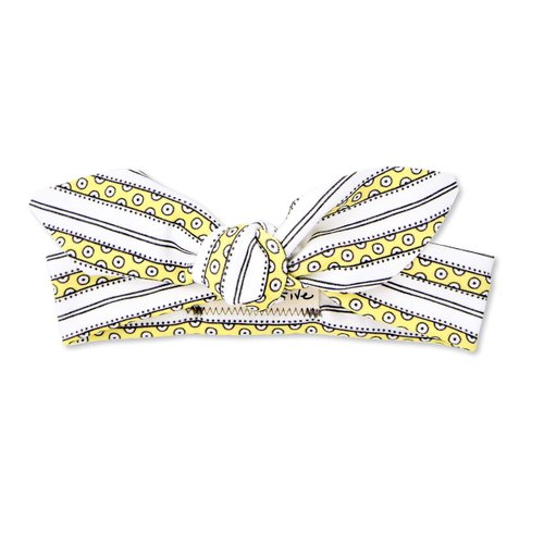 Organic Knotted Adjustable Headbands for Baby Girls - Mod Dots in Yellow