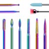 MelodySusie 10pcs Nail Drill Bits Set, 3/32 Inch Diamond Cuticle Nail Bits Kit for Nail Drill E-File, Manicure Pedicure Remover Tools for Acrylic Gel Nails, Salon Home Nail Care Supplies, Rainbow