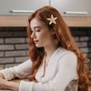 FRCOLOR 2PCS Starfish Hair Clip Handmade Natural Sea Star Hair Pins Cute Headwear for Girls Kids Women, Random Size