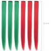 Christmas Colored Hair Extensions, 6Pcs 21 in Red Green Long Straight Hairpieces Clip in Synthetic for Kids Girls Women Christmas Party Supplies