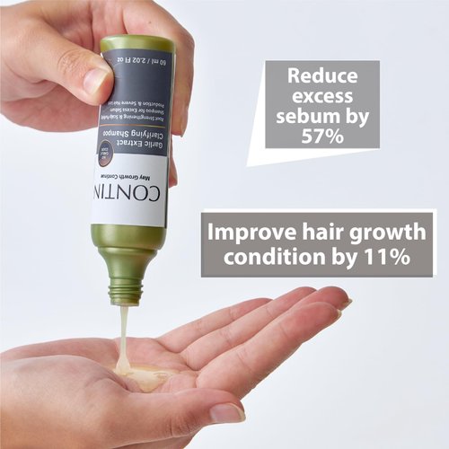CONTIN Travel Size Garlic Shampoo - Clarifying Shampoo for Oily Sensitive Scalp, Anti-Thinning Anti-Dandruff | Hair Growth and Roots Strengthens for Men and Women | Travel Products (2.02 oz)